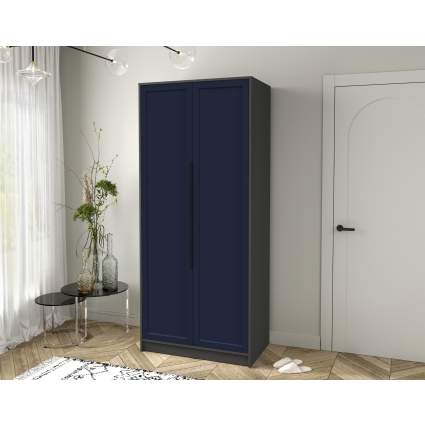 Шкаф распашной Тренд КТ-Ш2 (Антрацит ЛДСП/ Индиго ЛМДФ) Ш918 В2128 Г547